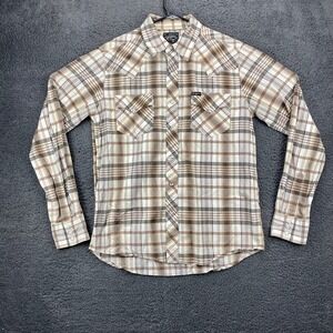 Southern Thread Plaid Western Shirt Long Sleeve‎ Button Up Brown Mens Size M